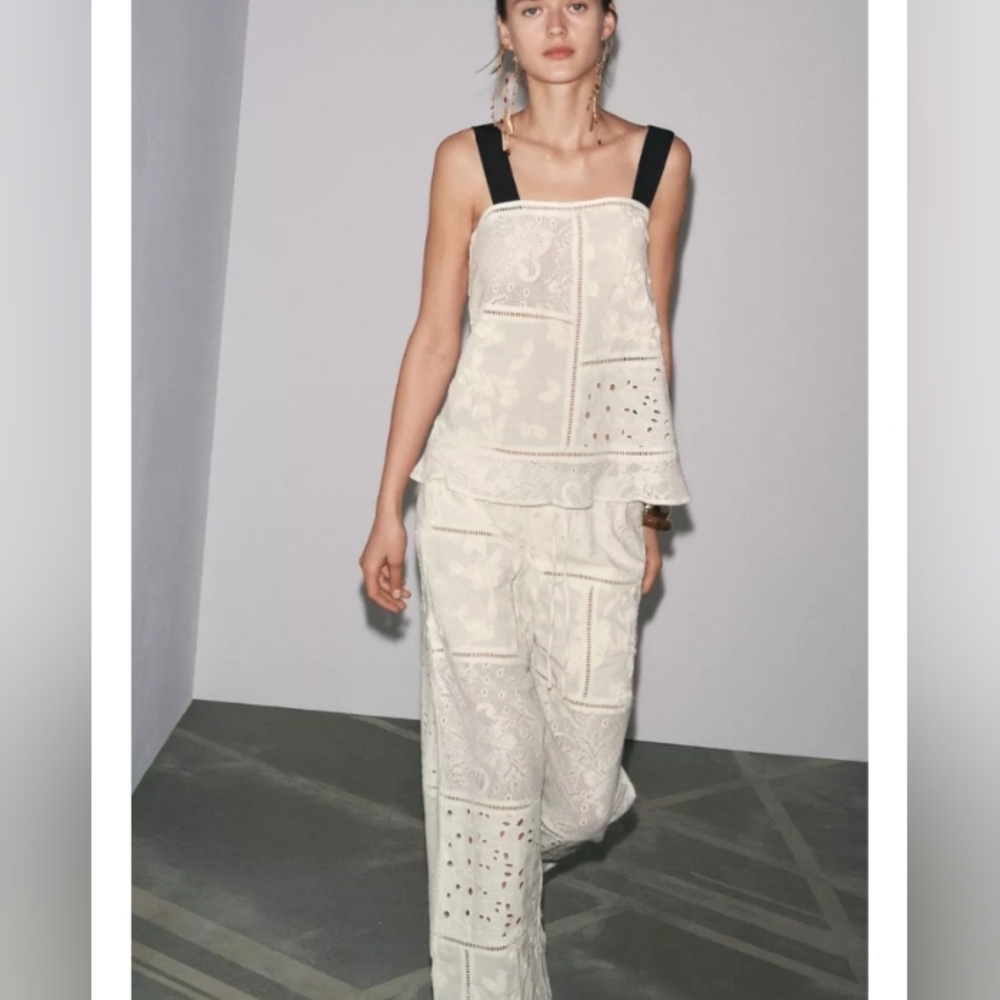Zara ZW Collection Patchwork Embroidered Top